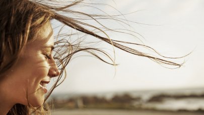 Woman with hair in the wind